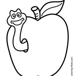 Simple Coloring Pages For Year At Free Kids Worm Printable Apple Old Easy Colouring Color Fruits Drawing