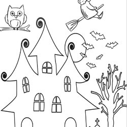 Perfect Free Halloween Coloring Pages Printable Kids House Spooky Witch Flying Easy Houses Pumpkin Haunted