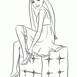 Swell Barbie Coloring Pages Fashion Home Popular