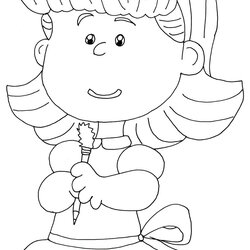 Tremendous The Peanuts Coloring Pages At Free Printable Charlie Brown Girl Red Little Snoopy Haired Marcie