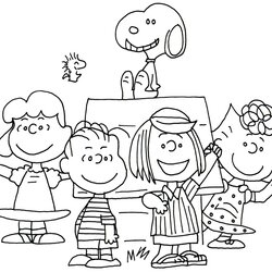 Superior Peanuts Coloring Pages Free Charlie Brown Snoopy And Whole Gang Of Page
