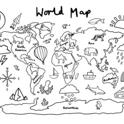 Splendid World Map Colouring Printable Kid Of The Village