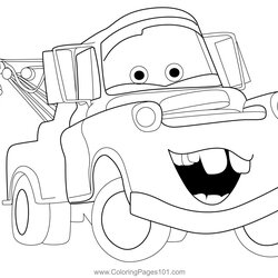 Great Cars Coloring Pages Tow Mater