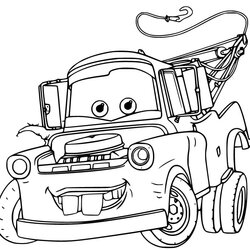 Wonderful Sir Tow Mater From Disney Cars Coloring Page Free Printable