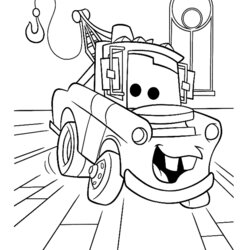 Mater Coloring Page Printable Pages Cars Disney Tow Lightning Movie Color Kids Drawing Colouring Print Truck