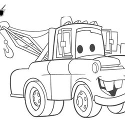 Spiffing Coloring Pages Of Cars Tow Mater Free Printable Sketch Kids Color Print Sketches Adults