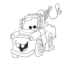 High Quality Mater Coloring Pages Free At Printable Tow Cars Drawing Without Color Disney Colouring Drawings