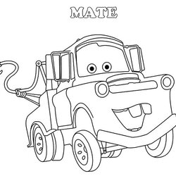 Drawing Tow Mater Coloring Pages Color Luna Lightning Truck Drawings Disney Cars Sketch Printable Easy