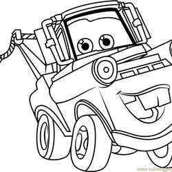 Excellent Mater Cars Coloring Pages At Free Download Tow Disney Drawing Kids Truck Vector Lightning Chain