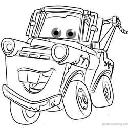 Magnificent Tow Mater From Cars Coloring Pages Free Printable Kids Color Print