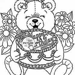 Superb Free Printable Happy Birthday Coloring Page Templates Pages
