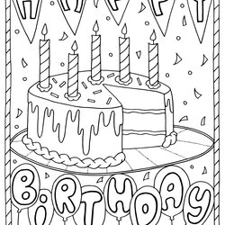 Perfect Free Birthday Coloring Pages Printable Page Happy