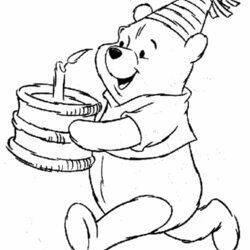 Outstanding Free Printable Happy Birthday Coloring Pages For Kids Mom Drawing Disney Pooh Drawings Cake