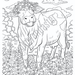 Cow Coloring Page Printable Adult