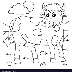 Tremendous Cow Coloring Page For Kids Royalty Free Vector Image