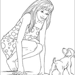 Outstanding Coloring Barbie Pages For Kids Tweet With Dog Page Source