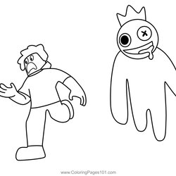 Capital Rainbow Friends Blue Coloring Pages Printable Running Behind The Player