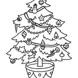 Superb Printable Christmas Tree Coloring Pages Kids Drawing Outline Print Template Holiday Scenery Printing