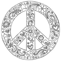 Perfect Printable Peace Love And Happiness Coloring Pages Home Hippie Adult Sign Adults Signs Colouring