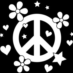Supreme Peace Sign Hearts Colouring Pages Coloring Flower Hippie Para