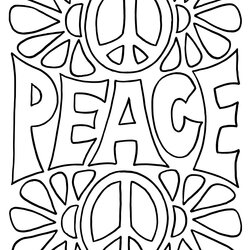 Coloring Pages Peace Printable Kids Adults Quotes Funky Sign Poster Words Abstract Page