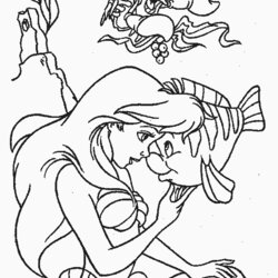 Admirable Coloring Page The Little Mermaid Pages Printable Disney Ariel Sebastian Princess Print Flounder