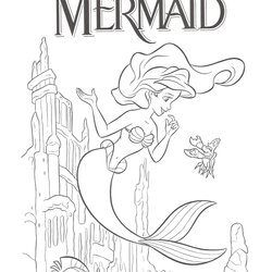 Excellent The Little Mermaid Coloring Pages Disney Logo Ariel Printable Print Princess Kids Colouring Book