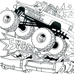 Hot Wheels Monster Truck Coloring Pages At Free Digger Grave Jam Mutt Color Printable