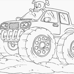 Capital Hot Wheels Monster Truck Coloring Pages At Free Trucks Ford Drawing Grave Digger Bronco Big Kids Jeep