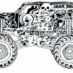 Outstanding Coloring Page Monster Truck Awesome Hot Wheels Printable Jam Digger