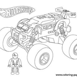 Hot Wheels Monster Truck Coloring Page Printable Pages Car Drawing Color Print Trucks Digger Kids Grave Cars