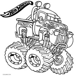 Terrific Printable Hot Wheels Coloring Pages For Kids Monster Truck