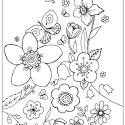 Outstanding Spring Coloring Pages Kids Flower Flowers Print Adults Colouring Sheets Book
