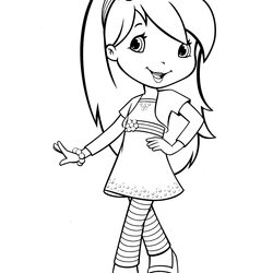 Admirable Strawberry Shortcake Coloring Pages Birthday Drawing Blueberry Characters Printable Muffin Girl
