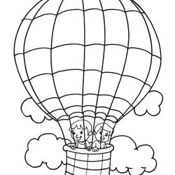 Worthy Coloring Pages Of Hot Air Balloons Home Balloon Kids Parachute Template Printable Color Print Popular