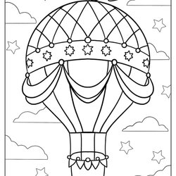 Preeminent Air Balloon Coloring Page Beautiful Hot