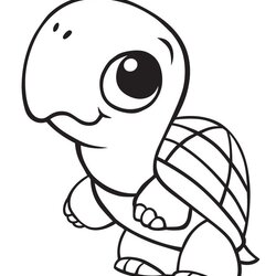 Super Cute Baby Turtle Coloring Page Free Printable Pages For Kids Animals Animal Categories