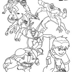 Peerless Free Ben Coloring Pages Cartoon Network Alien Ultimate Ten Printable Kids Print Boys Monkey Sheet