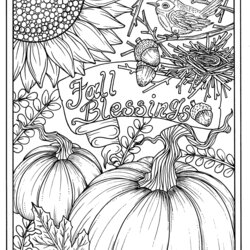 Excellent Printable Autumn Coloring Pages For Adults Blessings Sunflowers Sunflower Digital Pumpkins