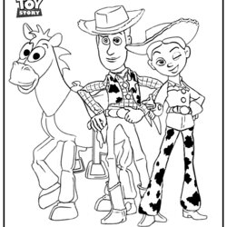 Fine Toy Story Coloring Pages Woody Jessie