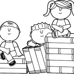 Super Books Coloring Pages Best For Kids Book Clip Cartoon Sitting Toddlers Children Educational Reading
