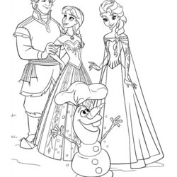 Splendid Coloring Pages On Frozen And Printable Colouring Movie Elsa Disney Olaf Happy Anna Kids Sheets Sheet