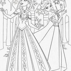 Disney Movie Princesses Frozen Printable Coloring Pages Elsa Anna Paper