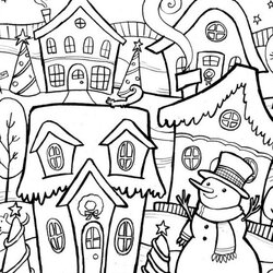 Brilliant Christmas Coloring Pages For Adults Best Kids Winter Town