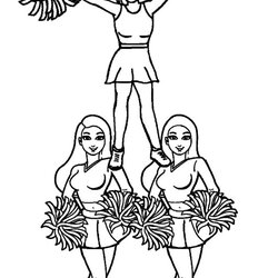 Outstanding Printable Coloring Pages For Kids Cheerleaders Stunt Color Sheets Print Cheerleader Drawing Draw