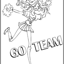 Smashing Cheer Coloring Pages Online Cheerleaders Drawing Color