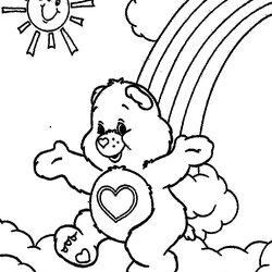 Cartoon Coloring For Kids Care Bears Pages Bear Baby Printable Color Print Brilliant Running Above The
