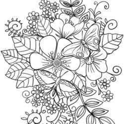 Smashing Butterflies Flying On Flowers Coloring Page