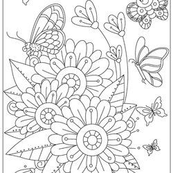 Out Of This World Coloring Pages Flowers And Butterflies Butterfly Illustration