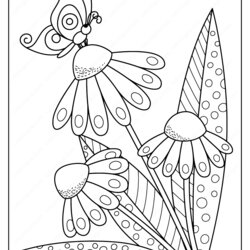 Fantastic Coloring Pictures Of Flowers And Butterflies Printable Butterfly On Flower Book